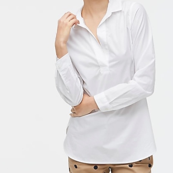 J Crew Highlow Popover White Tunic 
